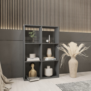 Стелаж для книг та декору на 6 комірок GP-16 720х230х1078 мм Антрацит