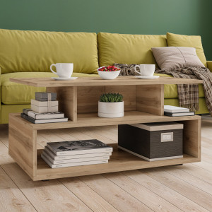 Стіл журнальний з полицями Carlos 800х500х400 мм Дуб Тахо