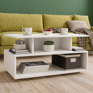 Стіл журнальний з полицями Carlos 800х500х400 мм Білий