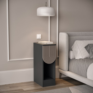 Тумба приліжкова з шухлядою MDF-T-13 200х350х595 мм Антрацит/Дуб Конкордія Темна