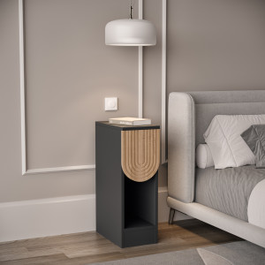 Тумба приліжкова з шухлядою MDF-T-13 200х350х595 мм Антрацит/Карпатська Ялинка