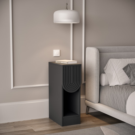 Тумба приліжкова з шухлядою MDF-T-13 200х350х595 мм Антрацит/Кварцит Зображення №1 Тумба приліжкова з шухлядою MDF-T-13 200х350х595 мм Антрацит/Кварцит фото № 1