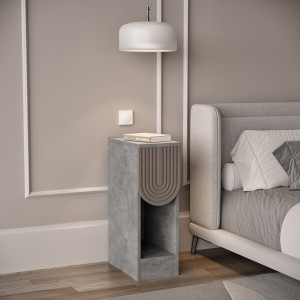 Тумба приліжкова з шухлядою MDF-T-13 200х350х595 мм Бетон/Дуб Конкордія Темна