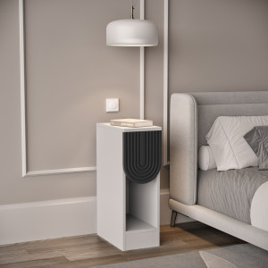 Тумба приліжкова з шухлядою MDF-T-13 200х350х595 мм Білий/Кварцит