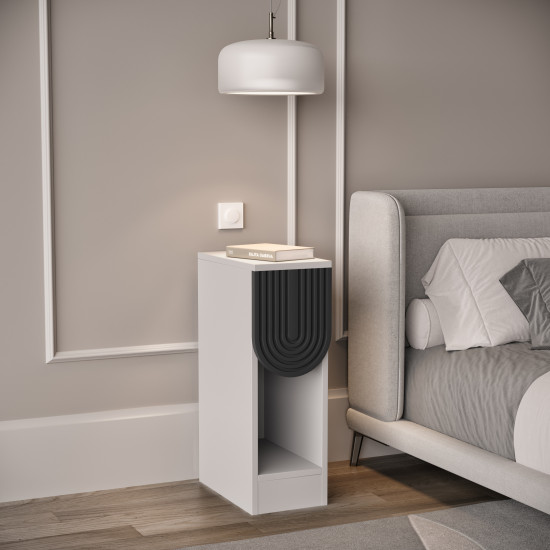Тумба приліжкова з шухлядою MDF-T-13 200х350х595 мм Білий/Кварцит Зображення №1 Тумба приліжкова з шухлядою MDF-T-13 200х350х595 мм Білий/Кварцит фото № 1