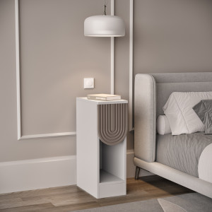 Тумба приліжкова з шухлядою MDF-T-13 200х350х595 мм Білий/Дуб Конкордія Темна