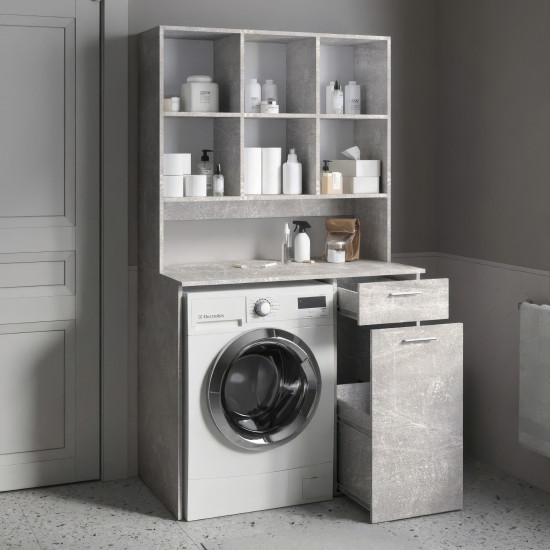 Тумба під пральну машину з комірками F-29 1030х598х1854 мм Бетон  фото № 2