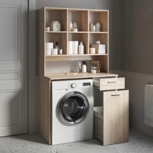 Тумба під пральну машину з комірками F-29 1030х598х1854 ммДуб Сонома
