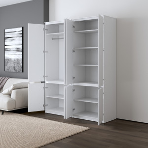 Шафа для одягу, зі штангою та полицями, комплект з 2 шаф R10+R24 1604x500x2110 Антрацит/Білі планки