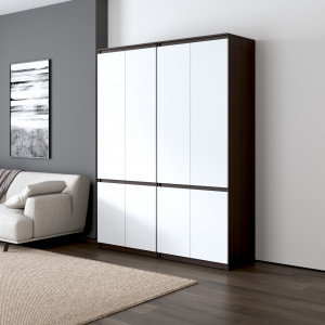 Шафа для одягу, зі штангою та полицями, комплект з 2 шаф R10+R24 1604x500x2110 Венге Темний/Білий фасад