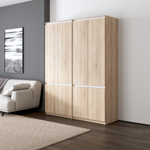 Шафа для одягу, зі штангою та полицями, комплект з 2 шаф R10+R24 1604x500x2110 Дуб Сонома/Білі планки