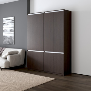 Шафа для одягу, зі штангою та полицями, комплект з 2 шаф R10+R24 1604x500x2110 Венге Темний/Білі планки