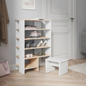 Полиця для взуття з табуреткою O-2 600х344х935 мм Дуб Сонома/Білий Полиця для взуття з табуреткою O-2 600х344х935 мм Дуб Сонома/Білий