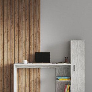 Стіл письмовий S-13 з пеналом 1482x450x1212 мм ДСП Бетон