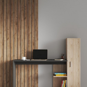 Стіл письмовий S-13 з пеналом 1482x450x1212 мм ДСП Антрацитовий/Дуб сонома