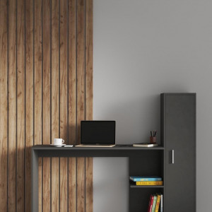 Стіл письмовий S-13 з пеналом 1482x450x1212 мм ДСП Антрацитовий