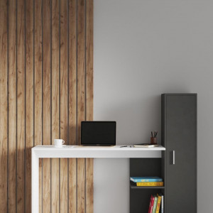 Стіл письмовий S-13 з пеналом 1482x450x1212 мм ДСП Білий/Антрацитовий