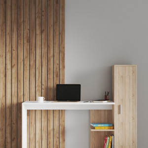 Стіл письмовий S-13 з пеналом 1482x450x1212 мм ДСП Білий/Дуб сонома 