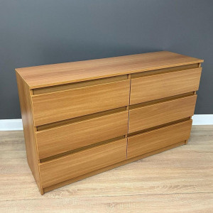 Комод Kvatro 130 на 6 шухляд ДСП 1300х400х750 мм Горіх Ексклюзив Комод Kvatro 130 на 6 шухляд ДСП 1300х400х750 мм Горіх Ексклюзив