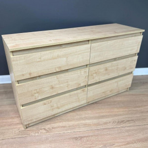 Комод Kvatro 130 на 6 шухляд ДСП 1300х400х750 мм Клен Танзау (9716166) Комод Kvatro 130 на 6 шухляд ДСП 1300х400х750 мм Клен Танзау (9716166)