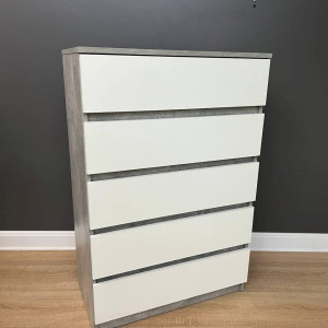 Комод Sofi на 5 шухляд 700х370х1050 мм Бетон/Білий