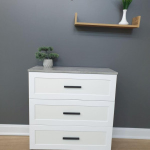 Комод Аякс на 3 шухляди 754х345х800 мм Бетон/Білий