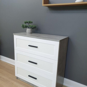 Комод Аякс на 3 шухляди 754х345х800 мм Бетон/Білий