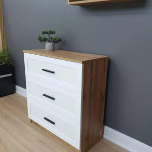 Комод Аякс на 3 шухляди 754х800х320 мм Дуб Аппалачі/Білий