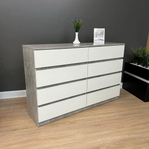 Комод Ольвія 4+4 ДСП 1300х370х850 мм Бетон/Білий