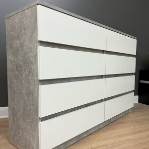 Комод Ольвія 4+4 ДСП 1300х370х850 мм Бетон/Білий