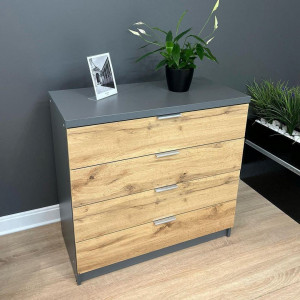 Комод Komfort 4 шухляди ДСП 900х440х870 мм Антрацит/Дуб Тахо (10103883) Комод Komfort 4 шухляди ДСП 900х440х870 мм Антрацит/Дуб Тахо (10103883)