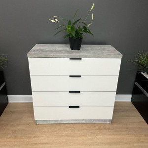 Комод Komfort 4 шухляди ДСП 900х440х870 мм Бетон/Білий (10103881) Комод Komfort 4 шухляди ДСП 900х440х870 мм Бетон/Білий (10103881)