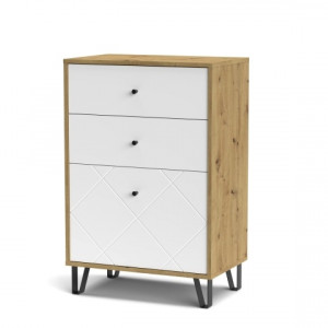 Комод Bollo BO18 634х952х400мм ДСП 16мм Дуб крафт золотий/Білий 