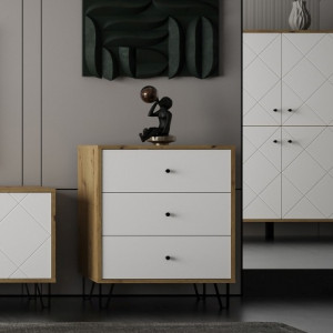 Комод Bollo BO3 634х752х400мм ДСП 16мм Дуб артізан/Білий