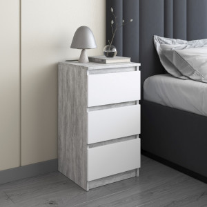 Тумба приліжкова з 3 висувними шухлядами R-30 400x400х760 мм Бетон-Білий фасад Тумба приліжкова з 3 висувними шухлядами R-30 400x400х760 мм Бетон-Білий фасад