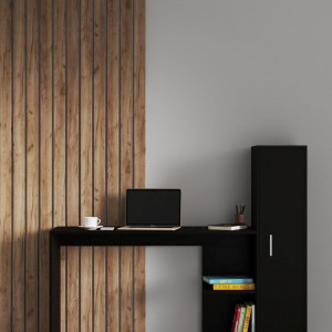 Стіл письмовий S-13 з пеналом 1482x450x1212 мм ДСП Чорний