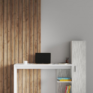 Стіл письмовий S-13 з пеналом 1482x450x1212 мм ДСП Білий/Бетон