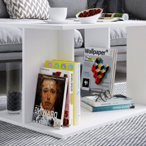 Стіл журнальний з полицями Kenzilo 690х500х445 мм Білий