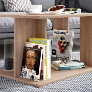 Стіл журнальний з полицями Kenzilo 690х500х445 мм Дуб Сонома Стіл журнальний з полицями Kenzilo 690х500х445 мм Дуб Сонома