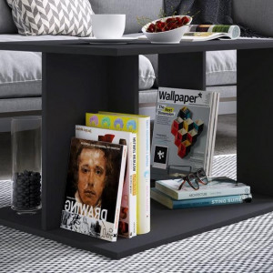 Стіл журнальний з полицями Kenzilo 690х500х445 мм Чорний Стіл журнальний з полицями Kenzilo 690х500х445 мм Чорний