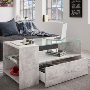 Стіл журнальний з шухлядою Tindala 1000х500х450 мм Бетон