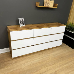 Комод Afina 9 шухляд ДСП 1600х370х750 мм Дуб Аппалачі/Білий