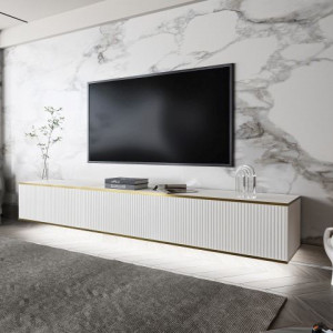 Тумба під телевізор Infinity 240 2Д MDF 2400x370x402 мм білий платиновий/білий матовий Тумба під телевізор Infinity 240 2Д MDF 2400x370x402 мм білий платиновий/білий матовий