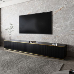Тумба під телевізор Infinity 240 2Д MDF 2400x370x402 мм чорний/чорний софттач Тумба під телевізор Infinity 240 2Д MDF 2400x370x402 мм чорний/чорний софттач