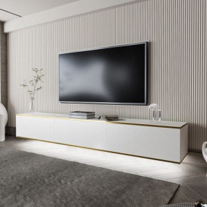 Тумба під телевізор Academia AC240 2Д ЛДСП/MDF 2408x370x402 мм білий платиновий/білий матовий Тумба під телевізор Academia AC240 2Д ЛДСП/MDF 2408x370x402 мм білий платиновий/білий матовий