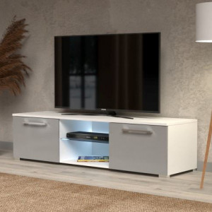 Тумба під телевізор Moon MN140 МДФ, LED 1400x360x400 мм білий/сірий глянець Тумба під телевізор Moon MN140 МДФ, LED 1400x360x400 мм білий/сірий глянець