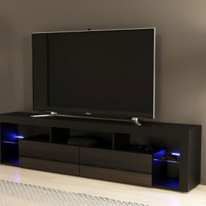 Тумба під телевізор Hugo HG200 МДФ, ЛДСП, Скло, LED 2000x505x300 мм чорний/чорний глянець Тумба під телевізор Hugo HG200 МДФ, ЛДСП, Скло, LED 2000x505x300 мм чорний/чорний глянець