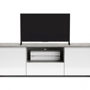 Тумба під телевізор Mezo MZ140 ЛДСП, МДФ, LED 1400x450х350 мм вудкон/білий глянець Тумба під телевізор Mezo MZ140 ЛДСП, МДФ, LED 1400x450х350 мм вудкон/білий глянець