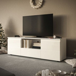Тумба під телевізор Mezo MZ140 ЛДСП, МДФ, LED 1400x450х350 мм білий/білий глянець Тумба під телевізор Mezo MZ140 ЛДСП, МДФ, LED 1400x450х350 мм білий/білий глянець