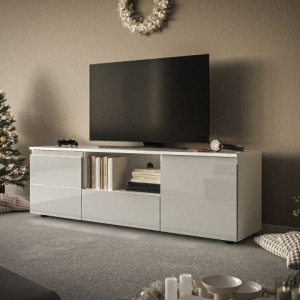 Тумба під телевізор Mezo MZ140 ЛДСП, МДФ, LED 1400x450х350 мм білий/сіра перлина глянець Тумба під телевізор Mezo MZ140 ЛДСП, МДФ, LED 1400x450х350 мм білий/сіра перлина глянець